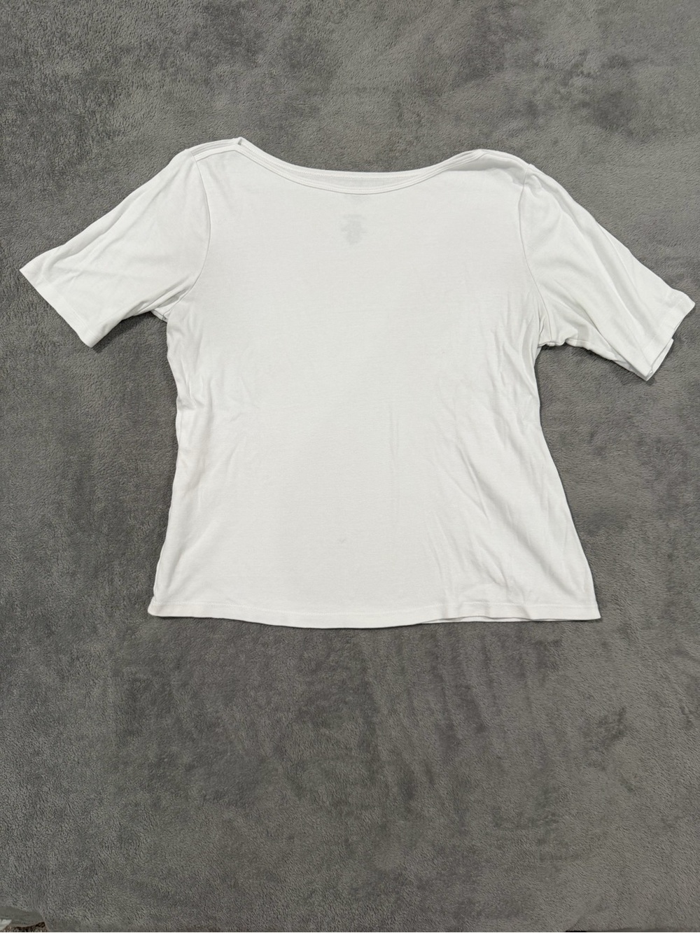 St. John’s Bay Women’s Large White Classic Boatneck Tee Short Sleeve 100% Cotton